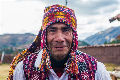 Peruvian Man Wearing National Clothing The Sacred Valley Cuzco Stock