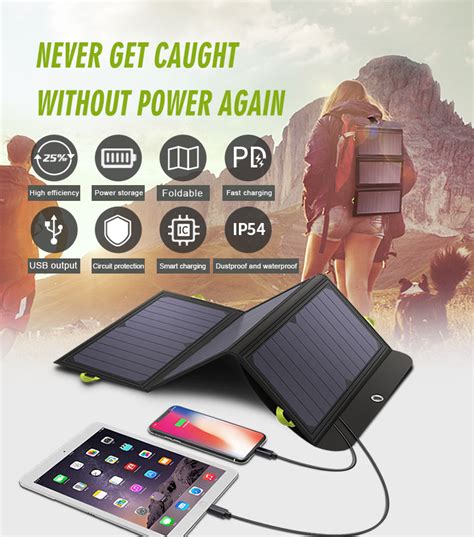 Allpowers Foldable Outdoors Solar Panel 5v 21w Built In 10000mah Battery Usb Type C Portable