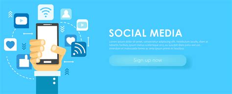 Social Media Banner Phone With Icons Flat Illustration 344331 Vector