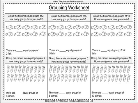 Grouping Making Equal Groups Worksheet Maths Year 1