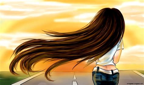 Cartoon Girl Long Hair