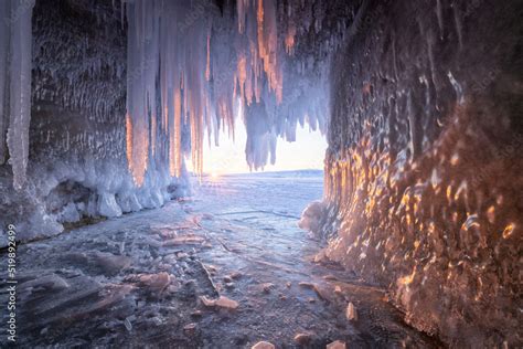First Lights From Inside Ice Cave Stock Photo Adobe Stock