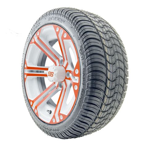 Golf Cart Wheels And Tires 14 Rhox Ss Whiteorange W Lowpro Tires