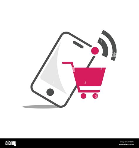 Online Shop Logo Design Vector Illustrtaion Mobile Online Shopping