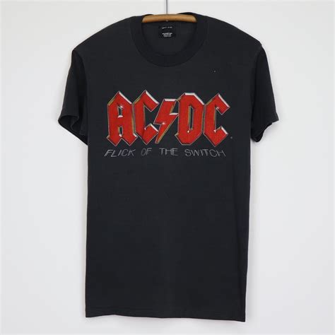 After the untimely death of bon scott in 1980, brian johnson replaced scott and assumed the vocal chores and the songwriting mantle along the angus young and malcolm young. 1983 ACDC Flick Of The Switch Tour Shirt | Tour shirt ...