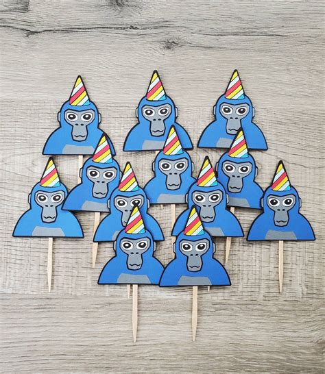 Gorilla Tag Birthday Decorations Gorilla Tag Cupcake Toppers Etsy