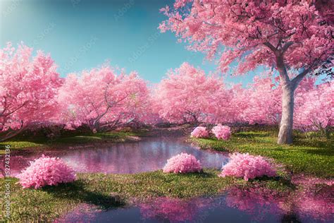 Beautiful Cherry Blossom Sakura Tree Background Japanese Spring