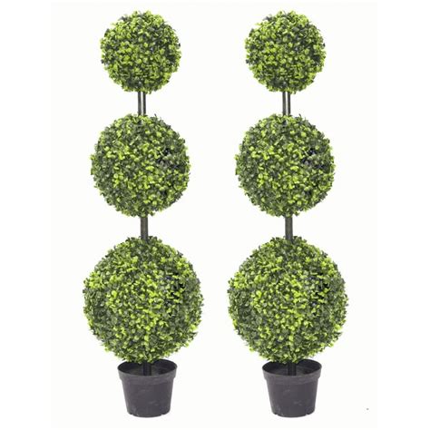Pair Of 90cm 3ft Large Artificial Boxwood Tree Topiary Ball Triple