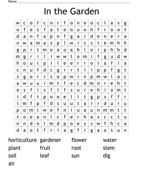 In The Garden Word Search Wordmint