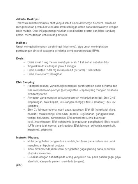 S., hunt n., von bergmann k., fleming k. Terazosin Atau Hytrin Obat Bph