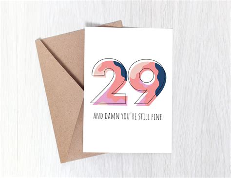 29th Birthday Card Funny Birthday Card For 29th Birthday Etsy Uk