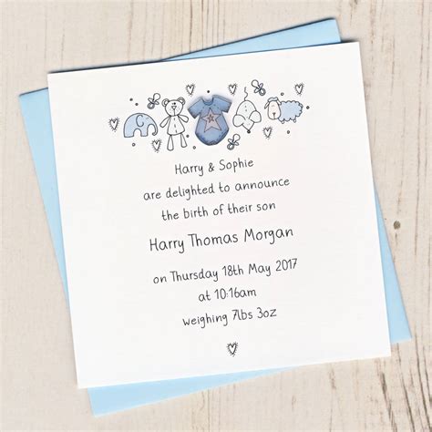 Pack Of Personalised Birth Announcement Cards By Eggbert And Daisy