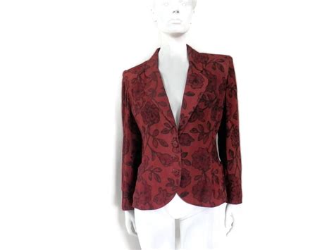 Emanuel Ungaro Red Lambskin Leather Suede Jacket With Rose Floral Print