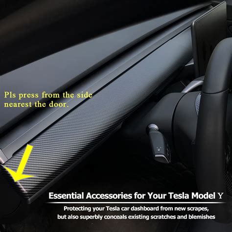 Lmzx Tesla Model Y Dashboard Cover Wrap Abs Matte Carbon Fiber Pattern