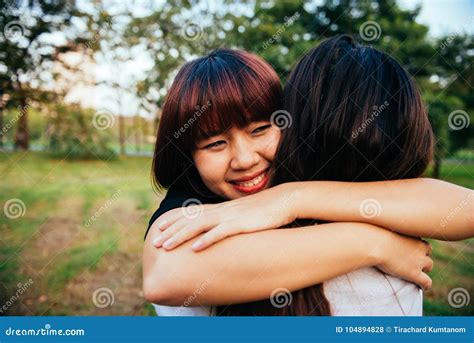 Lgbt Lesbian Women Couple Moments Happiness Lesbian Women Couple Together Outdoors Concept