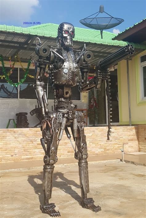 Terminator Statue Life Size Scrap Metal Art For Sale Recycled Metal