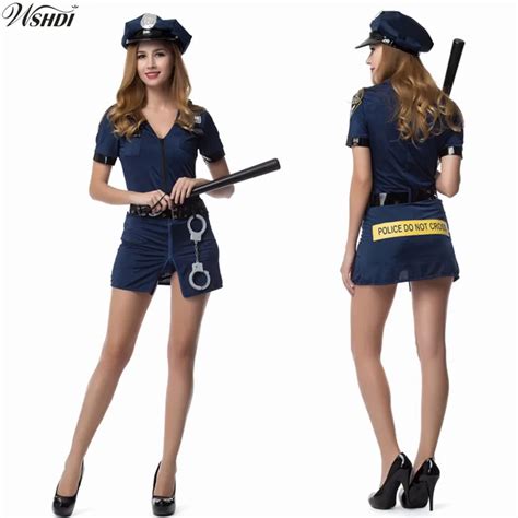 2018 New Blue Women Sexy Police Officer Cosplay Costume Cops Fancy Dress Ladies Halloween