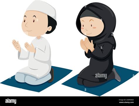 Muslim Couple Praying On Mattress Stock Vector Image And Art Alamy