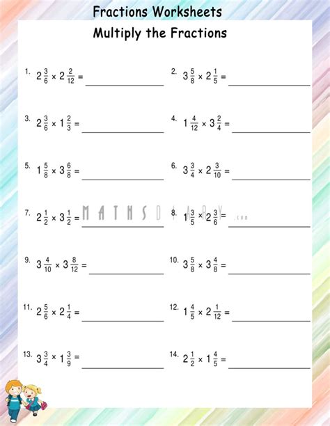 Multiplication Of Mixed Fractions With Mixed Fractions Worksheets