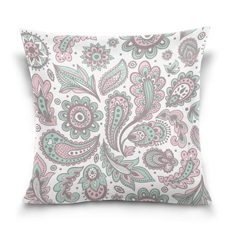 Popcreation Pink Paisley Throw Pillow Case Vintage Cushion Cover 18x18