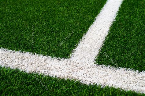Artificial Green Grass Football Soccer Field Pitch And White Stripe