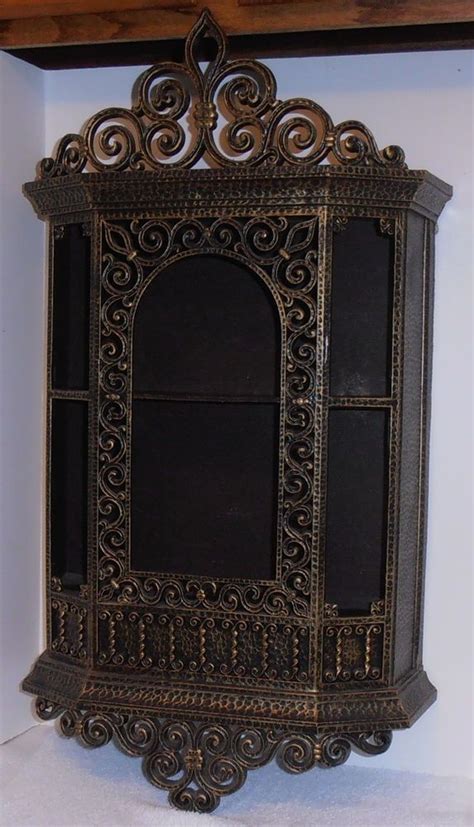 Sold this item is now unavailable, however could be recreated. Wall Curio Cabinet Hollywood Regency Mid Century Gold ...