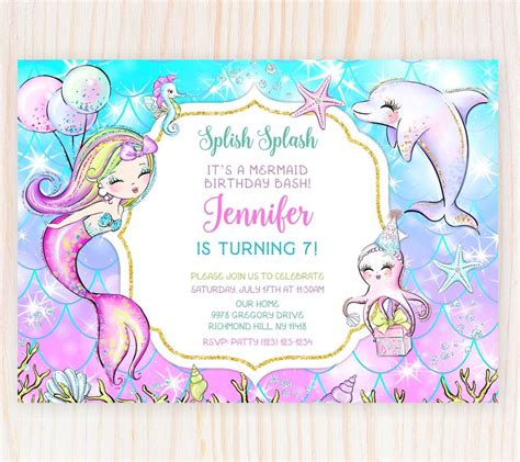Mermaid Birthday Invitation Template Edit Online Now With A Free Demo