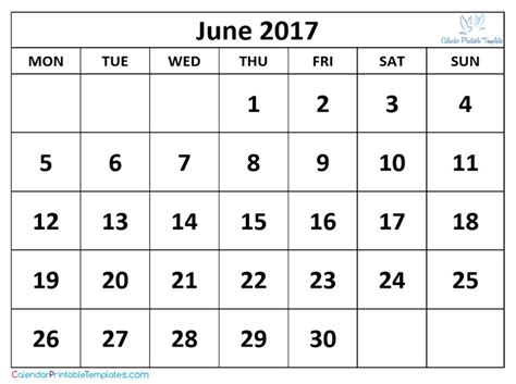 2017 June Calendar