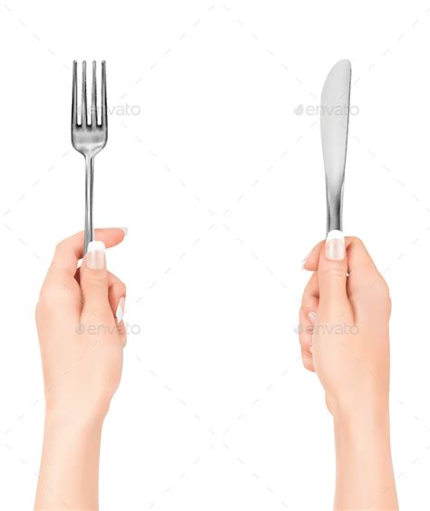 Hands Holding Fork And Knife By Grebenuk Graphicriver
