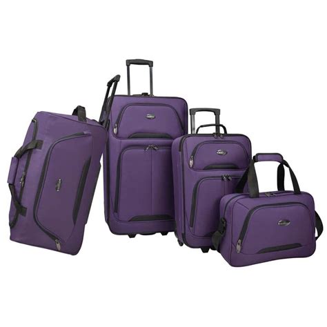 Us Traveler Vineyard 4 Piece Soft Side Luggage Set Purple Us08065l