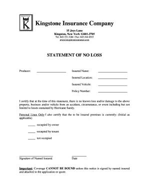 Последние твиты от kingstone insurance (@kingstoneic). Editable statement of no known losses - Fill, Print ...