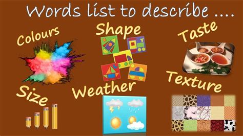 Adjectives For Kindergarten Vocabular Words To Describe Color Shape