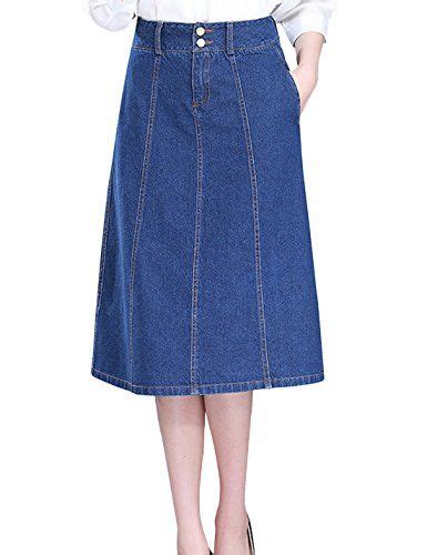 Tanming Womens High Waist A Line Long Midi Denim Jean Skirt Midi Jean Skirt Long Jean Skirt