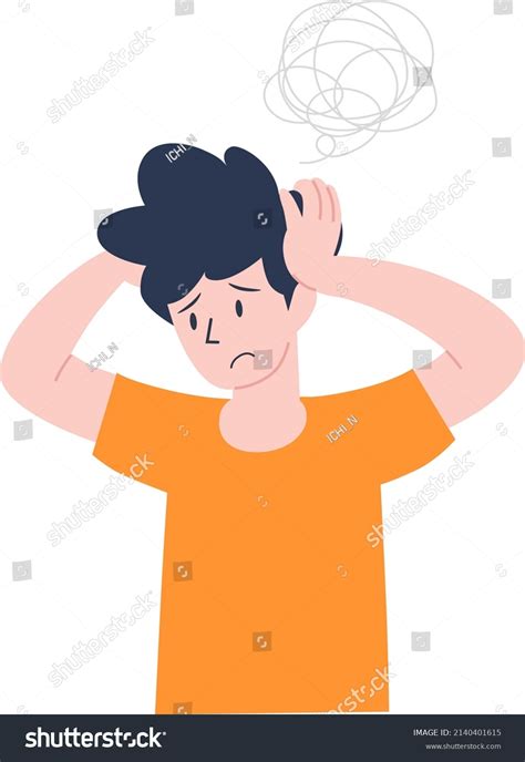 Man Holding His Head Worried Stock Vector Royalty Free 2140401615