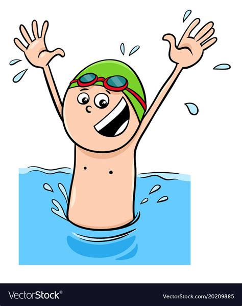 Cartoon Boy Character Swimming In Water Royalty Free Vector