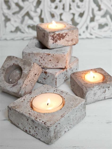 Rustic Tealight Holders | Concrete candle holders diy, Concrete candle holders, Concrete diy