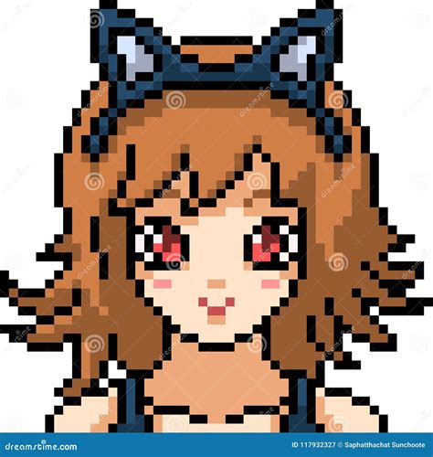 Vector Pixel Art Anime Girl Stock Vector Illustration Of Vector Smile 117932327