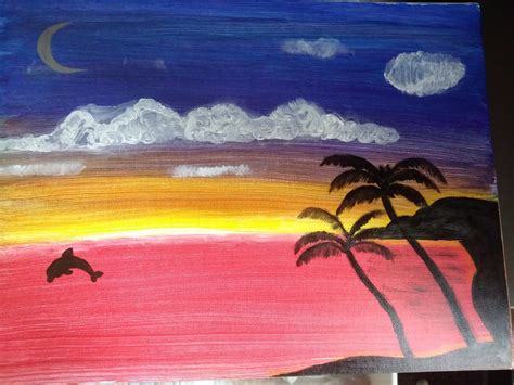 Original Hand Painted By Me Hawaiian Beach Sunset Etsy