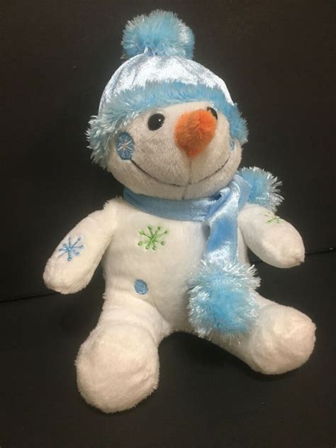 Dandee Plush Snowman Blue Christmas Holiday Winter Stuffed Toy 7 Snowflakes 47475275397 Ebay