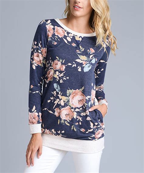 Another Great Find On Zulily Navy Floral Banded Hem Scoop Neck Tunic