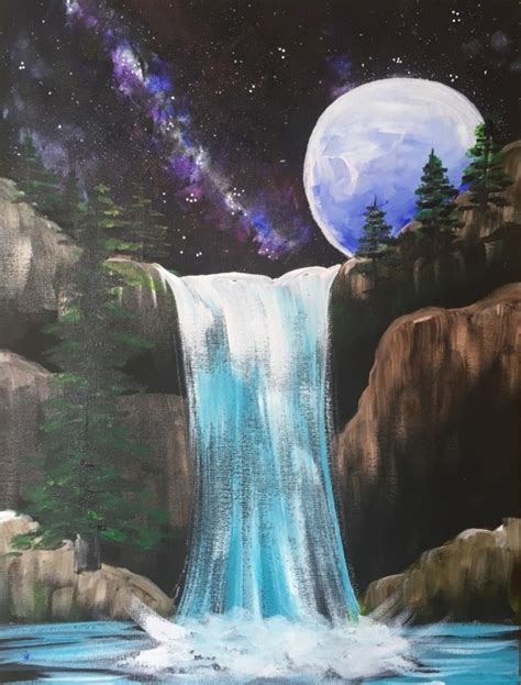 Waterfall Painting Step By Step Painting Tutorial For