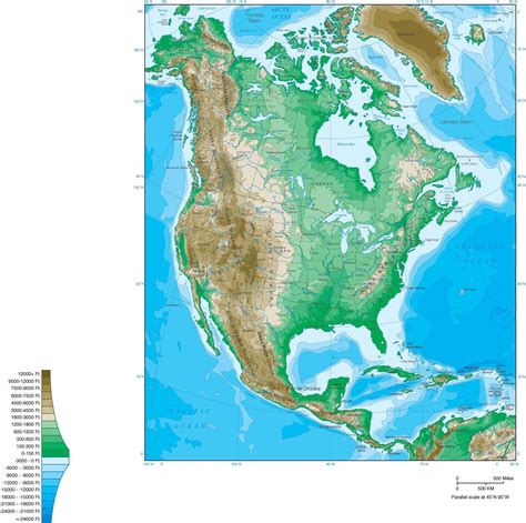 Digital North America Contour Map In Adobe Illustrator Vector Format
