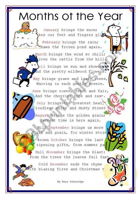 Poem About The Months Of The Year English Poems For Kids Months In A