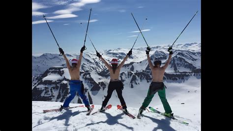 Topless Skiing In June Viking Heliskiing Youtube