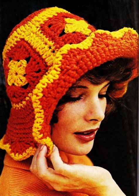 Vintage Crochet Pattern Floppy Sunhat Granny Squares Hat Etsy