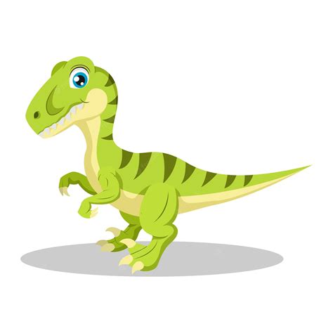 Premium Vector Cute Green Dinosaur Cartoon On White Background