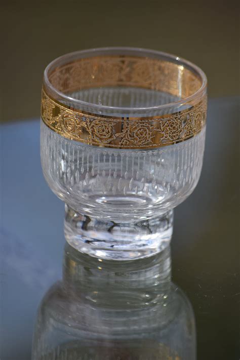 Vintage Culver Tyrol 22kt Gold Cocktail Liquor Footed Lowball Glasses Set Of 8 Mad Men Barware