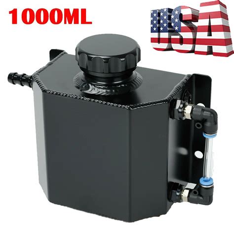 1L Black Aluminum Radiator Coolant Overflow Bottle Recovery Water Tank