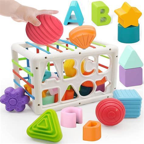 Baby Shape Sorting Toy Motor Skill Tactile Touch Toy 6 Months Soft Cube