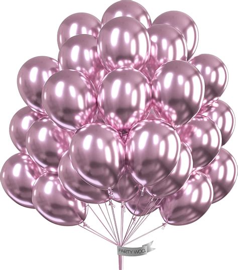 Partywoo Pink Purple Balloons 50 Pcs 12 Inch Metallic Pink
